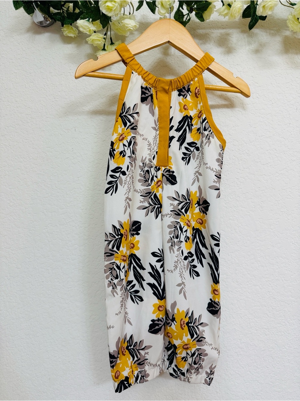 Marigold Dainty Floral Cottagecore One Piece Sleeveless Summer Autumn Romper